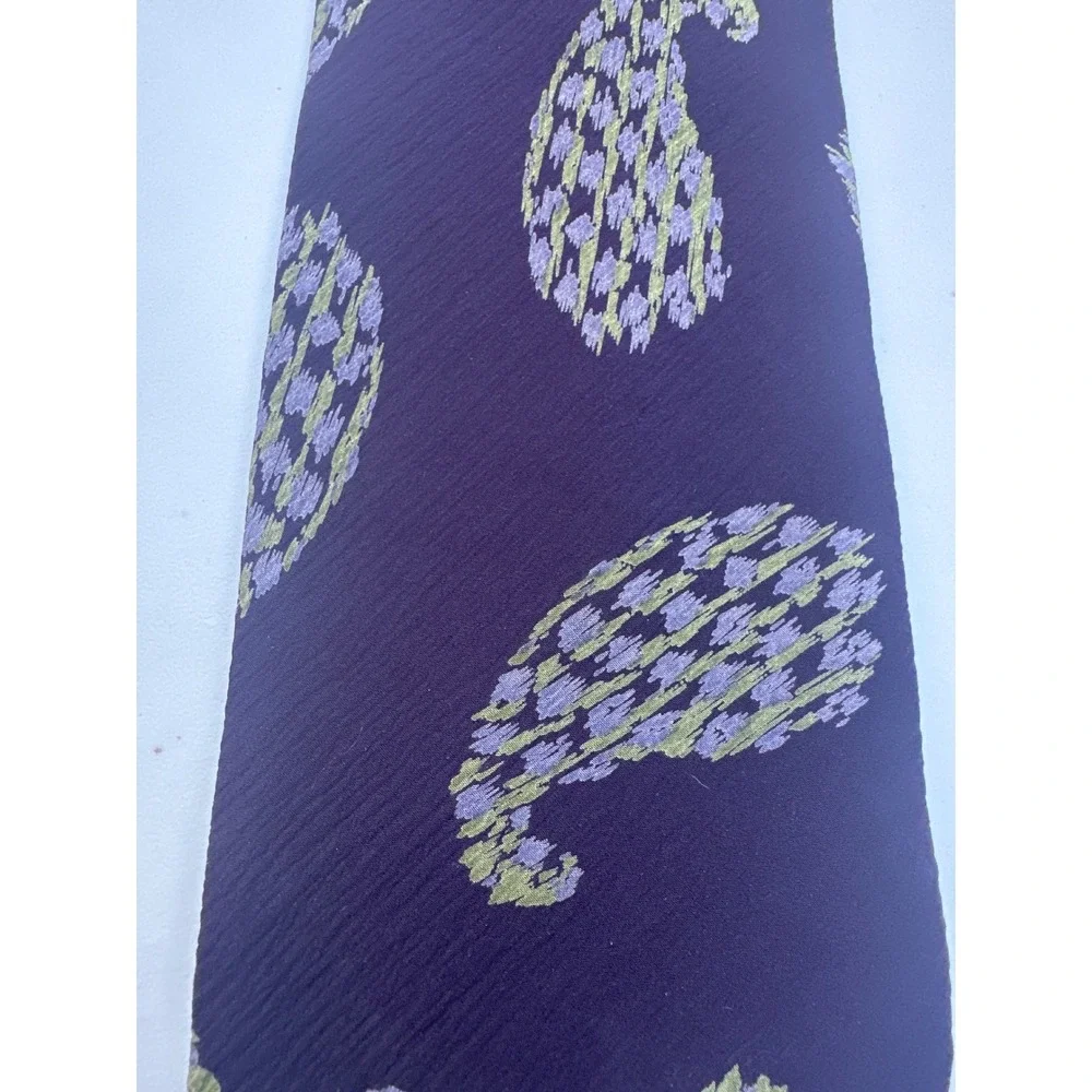 Giorgio Armani Cravatte Mens Silk‎ Tie Navy Blue Paisley Italy 58x3.75
